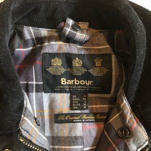 Barbour waxed coat navy blue
